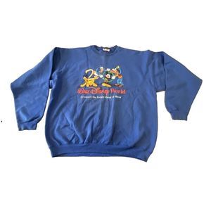 VTG Walt Disney World 2000 Mickey Mens Large Blue Donald‎ Sweatshirt Pullover